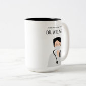 Afbeelding van mannelijke dokter Dank u wel Tweekleurige Koffiemok (Voorkant rechts)
