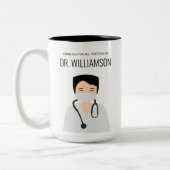 Afbeelding van mannelijke dokter Dank u wel Tweekleurige Koffiemok (Links)