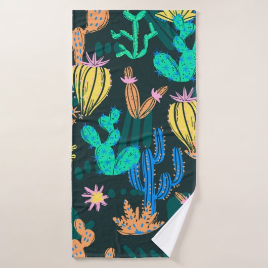 afbeelding van met de hand getrokken cactus. Naadl Badhanddoek (Badhanddoek)