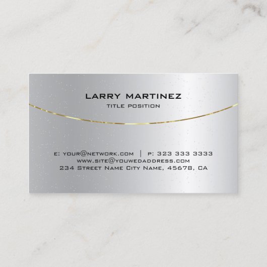 Afbeelding van Metallic Faux Silver RVS look Visitekaartje (Achterkant)