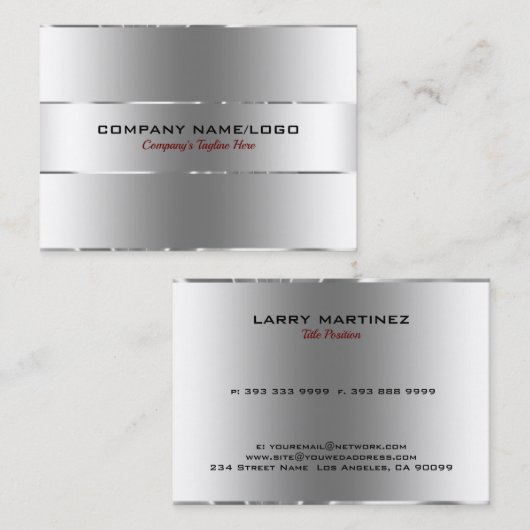 Afbeelding van Metallic Silver Stainless Steel Loo Visitekaartje (Voorkant / Achterkant)