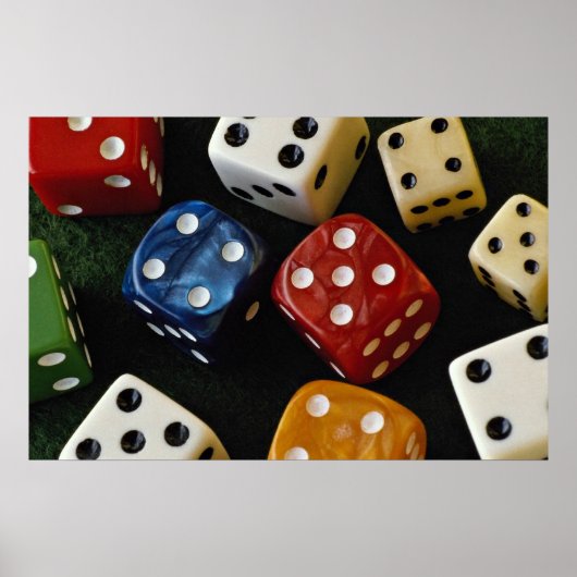 Afbeelding van Multicolored dice Poster (Voorkant)