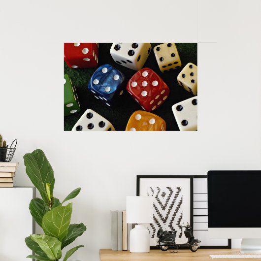 Afbeelding van Multicolored dice Poster (Thuiskantoor)