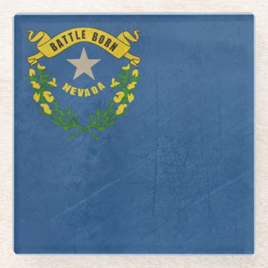 Afbeelding van Nevada staatsvlag Glazen Onderzetter (Voorkant)