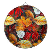 Afbeelding van olievloeistof met mapelbladeren in  dartbord (Voorkant)