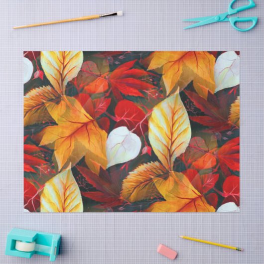 Afbeelding van olievloeistof met mapelbladeren in  tissuepapier (Craft)