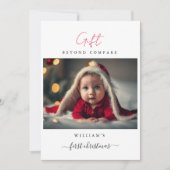 Afbeelding van perfectie Baby's eerste kerstfoto Feestdagenkaart (Voorkant)
