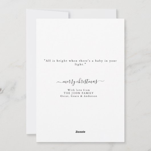 Afbeelding van perfectie Baby's eerste kerstfoto Feestdagenkaart (Achterkant)