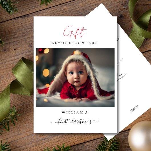 Afbeelding van perfectie Baby's eerste kerstfoto Feestdagenkaart
