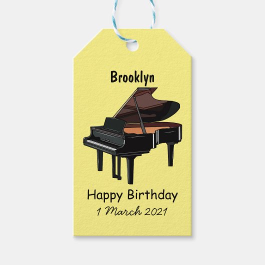 Afbeelding van Piano-cartoon Cadeaulabel (Voorkant)