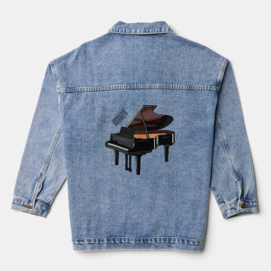 Afbeelding van Piano-cartoon Denim Jacket (Achterkant)