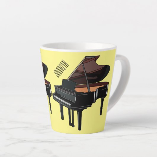 Afbeelding van Piano-cartoon Latte Mok (Rechterhoek)