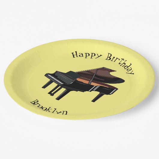 Afbeelding van Piano-cartoon Papieren Bordje (Gekanteld)
