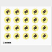 Afbeelding van Piano-cartoon Ronde Sticker (Vel)