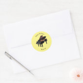 Afbeelding van Piano-cartoon Ronde Sticker (Envelop)