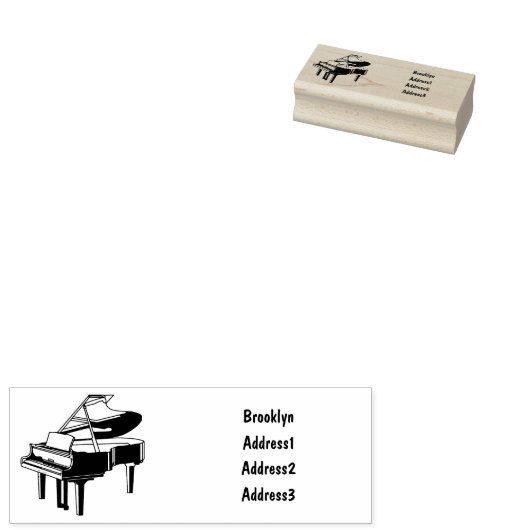 Afbeelding van Piano-cartoon Rubberstempel (Gestempeld)
