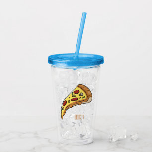 Afbeelding van Pizza cartoon Acryl Drinkbeker