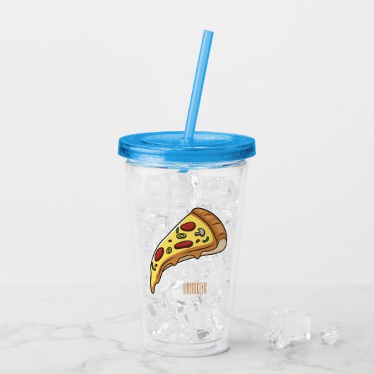 Afbeelding van Pizza cartoon Acryl Drinkbeker (Achterkant ijs)