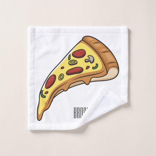 Afbeelding van Pizza cartoon Bad Handdoek (Wasdoekje)