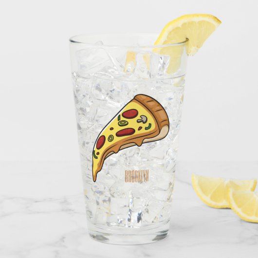 Afbeelding van Pizza cartoon Glas (Achterkant ijs)