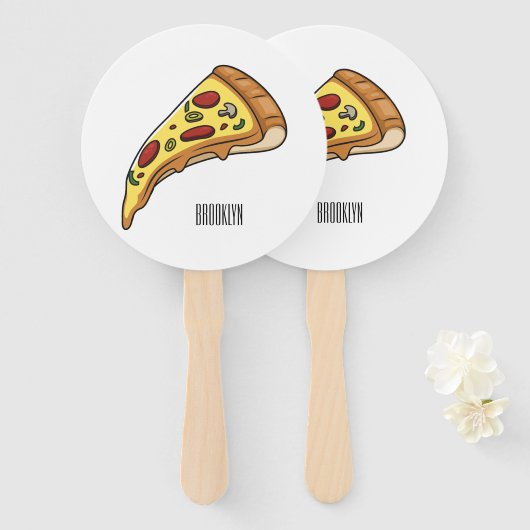 Afbeelding van Pizza cartoon Handwaaier (Voorkant en achterkant)