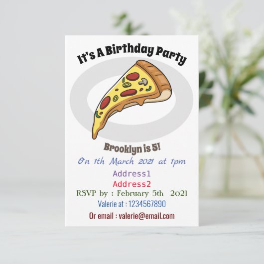 Afbeelding van Pizza cartoon Kaart (Staand voorkant)