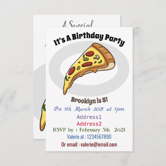 Afbeelding van Pizza cartoon Kaart (Voorkant / Achterkant)