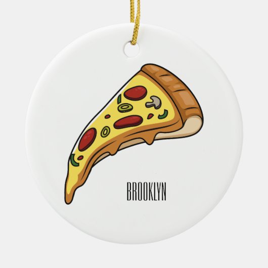 Afbeelding van Pizza cartoon Keramisch Ornament (Voorkant)