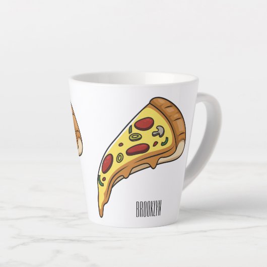 Afbeelding van Pizza cartoon Latte Mok (Rechterhoek)