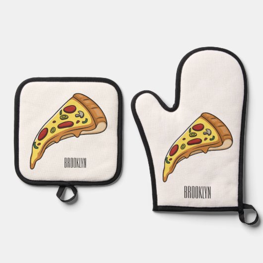 Afbeelding van Pizza cartoon Ovenwant & Pannenlap Set (Voorkant)