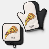 Afbeelding van Pizza cartoon Ovenwant & Pannenlap Set (Voorkant / Achterkant)