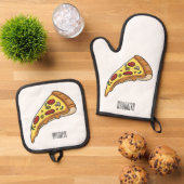 Afbeelding van Pizza cartoon Ovenwant & Pannenlap Set (Top down)