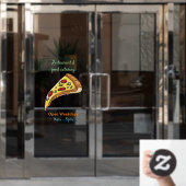 Afbeelding van Pizza cartoon Raamsticker (Kantoordeur)