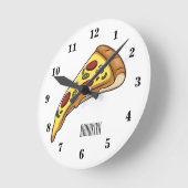 Afbeelding van Pizza cartoon Ronde Klok (Hoek)