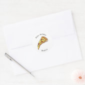 Afbeelding van Pizza cartoon Ronde Sticker (Envelop)