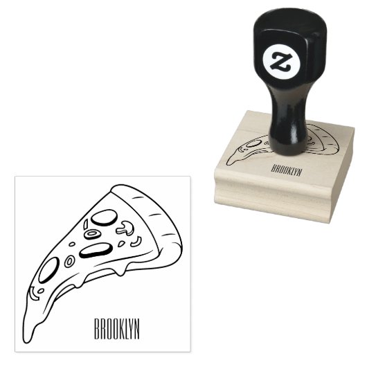 Afbeelding van Pizza cartoon Rubberstempel (Gestempeld)