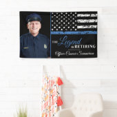 Afbeelding van politie-pensionering met blauwe lij spandoek (Insitu)