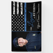 Afbeelding van politie-pensionering met blauwe lij spandoek (Verticaal)