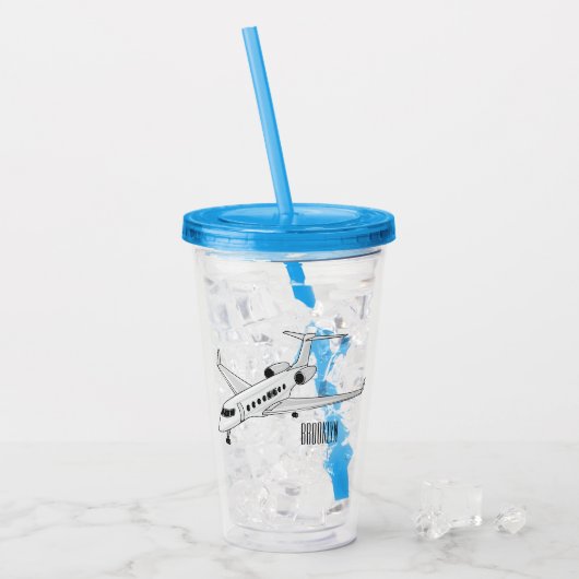 Afbeelding van privé-jet cartoon acryl drinkbeker (Voorkant ijs)