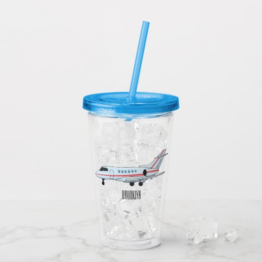Afbeelding van privé-jet cartoon acryl drinkbeker (Achterkant ijs)