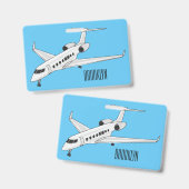 Afbeelding van privé-jet cartoon badge (Voor- en achterkant)
