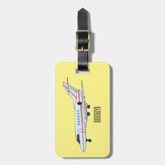 Afbeelding van privé-jet cartoon bagagelabel (Voorkant verticaal)