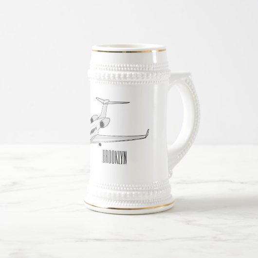 Afbeelding van privé-jet cartoon bierpul (Voorkant rechts)