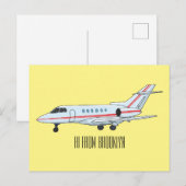 Afbeelding van privé-jet cartoon briefkaart (Voorkant / Achterkant)