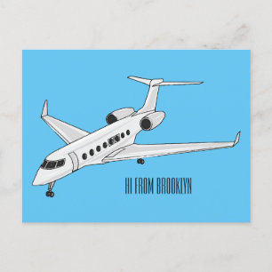 Afbeelding van privé-jet cartoon briefkaart