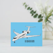 Afbeelding van privé-jet cartoon briefkaart (Staand voorkant)
