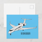 Afbeelding van privé-jet cartoon briefkaart (Voorkant / Achterkant)