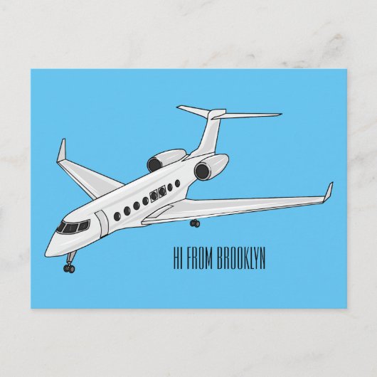 Afbeelding van privé-jet cartoon briefkaart (Voorkant)