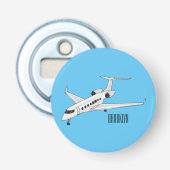 Afbeelding van privé-jet cartoon button flesopener (Voorkant)