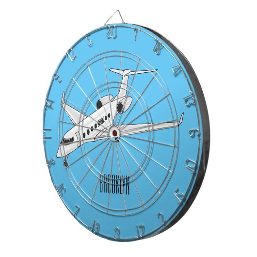 Afbeelding van privé-jet cartoon dartbord (Voorkant Rechts)